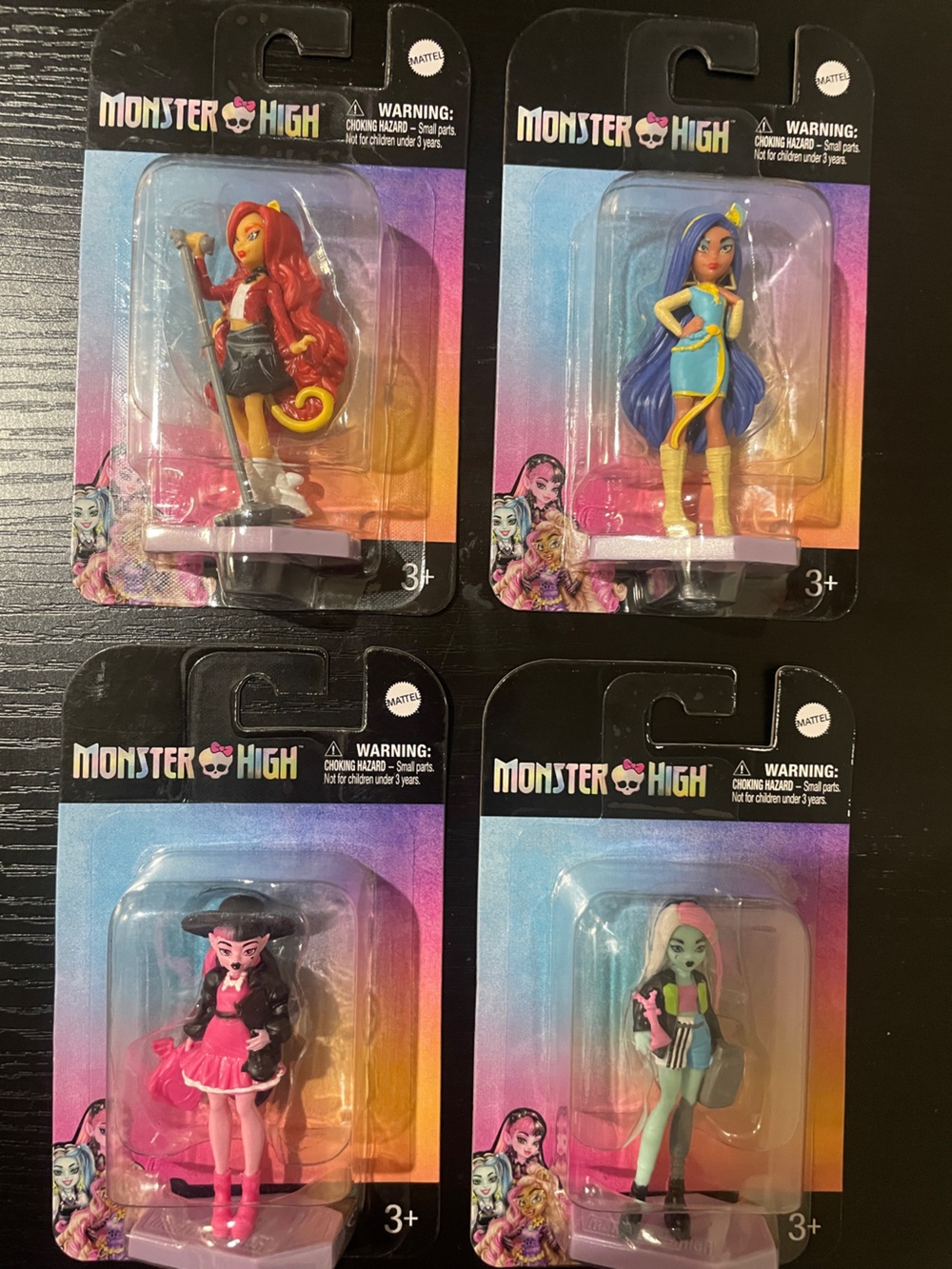 monster high mini dolls set - blue, purple, pink, red, yellow